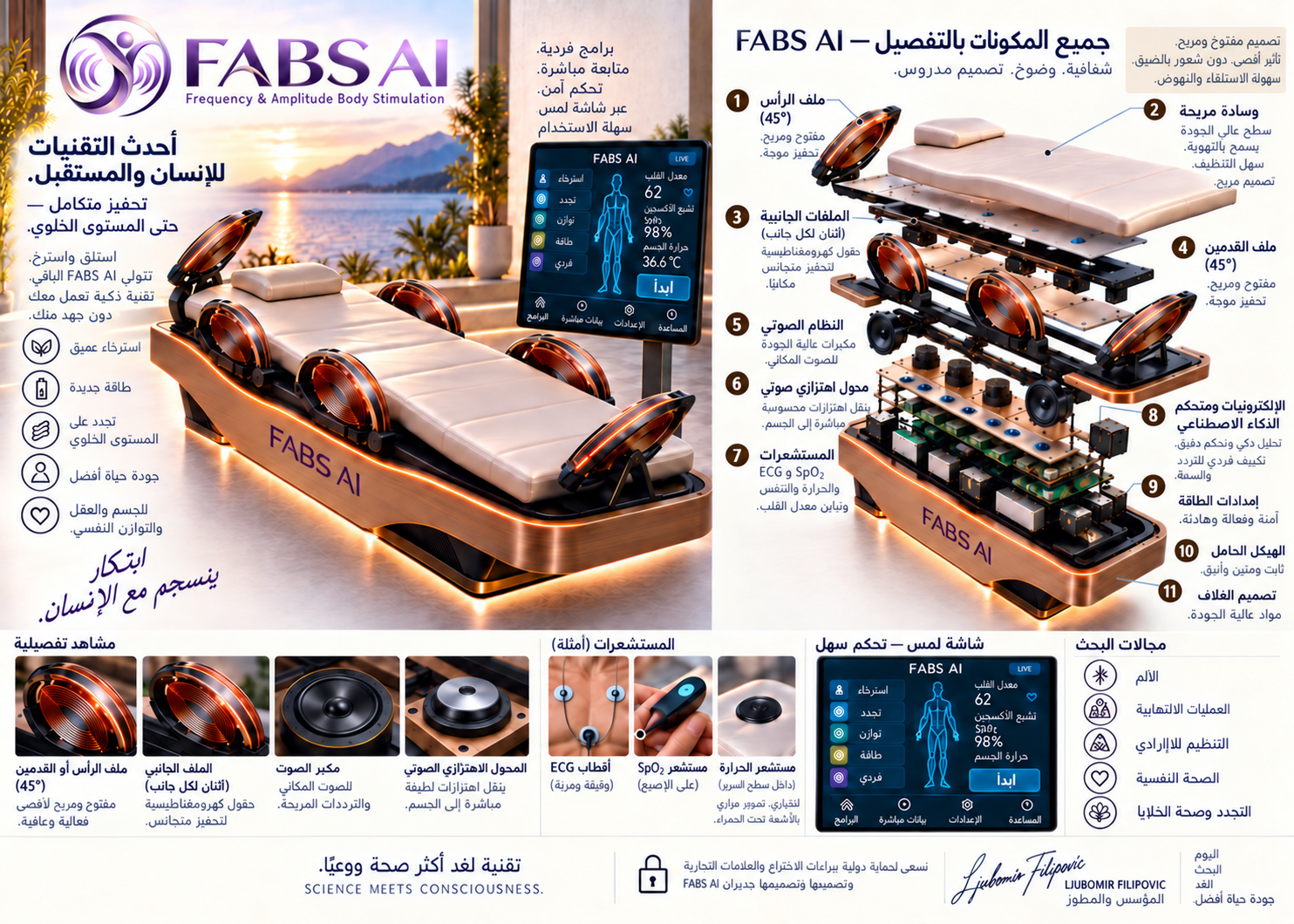 FABS AI · المكونات والمنظور التفكيكي · رسم مفاهيمي